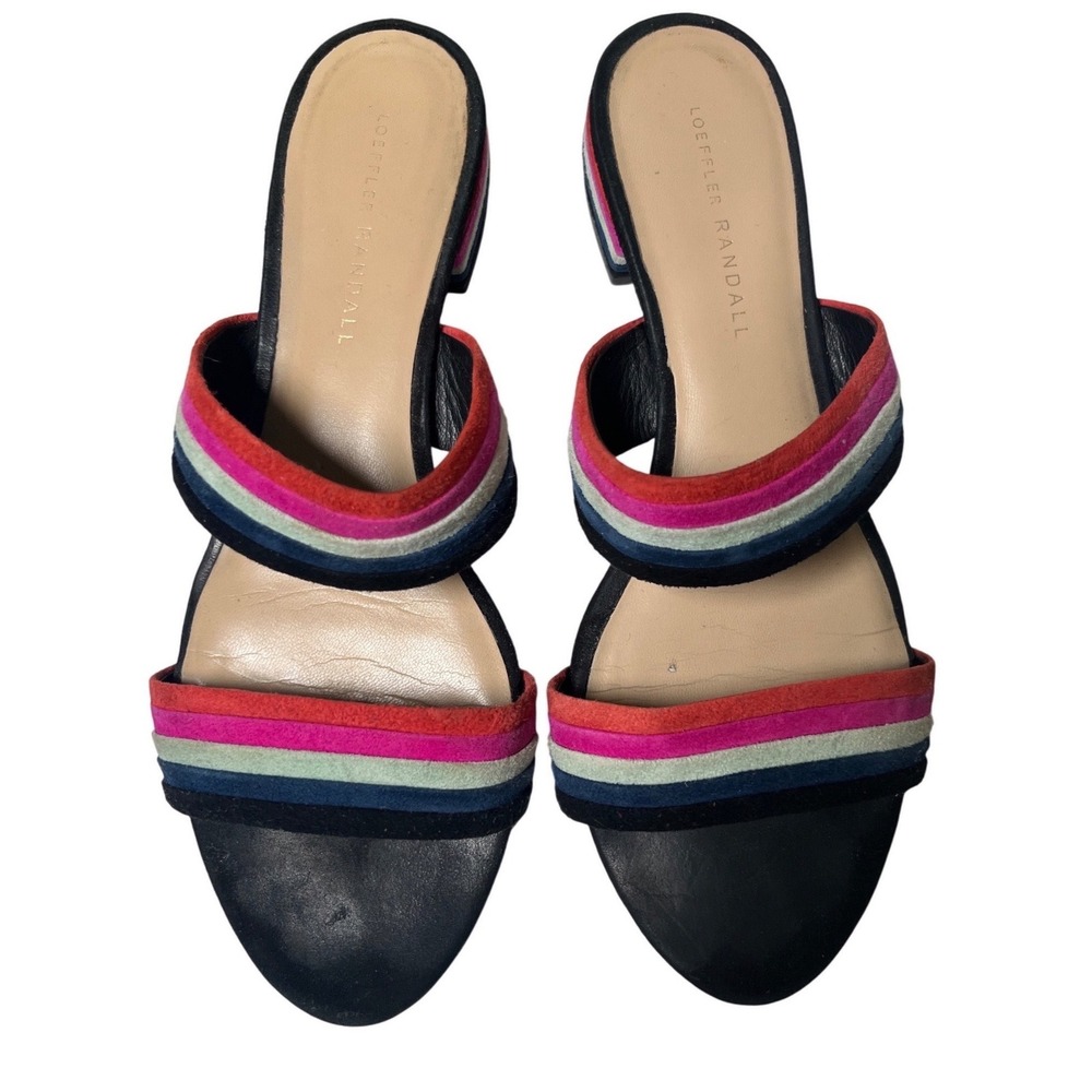 Boho Striped Suede Slide Sandals Colorblock Loeffler Randall Women‎ 8B
